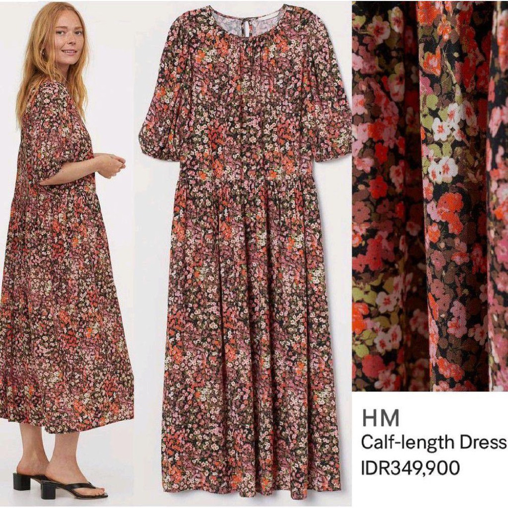 H&M MAXI DRESS FLORAL ORANGE (3-3)
