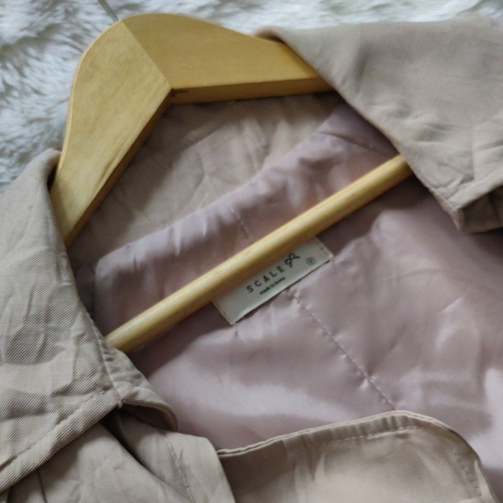 Outer Wanita Korean Look warna coklat susu lengkap belt pinggang