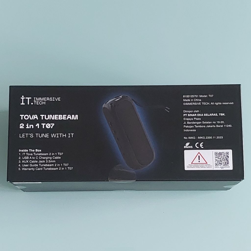 AR Speaker Bluetooth IT TOVA TUNEBEAM 2 in 1 T07 by Immersive Tech New Segel Garansi Resmi TAM