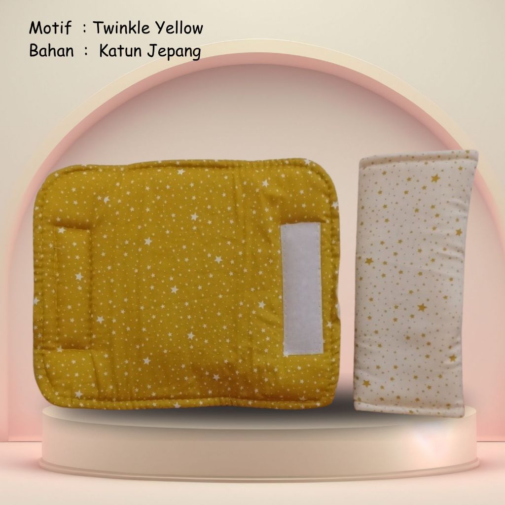 Sepasang PELAPIS TALI SEAT BELT Twinkle Yellow Pad Stroller Akachan dipakai di stroller handle Pad