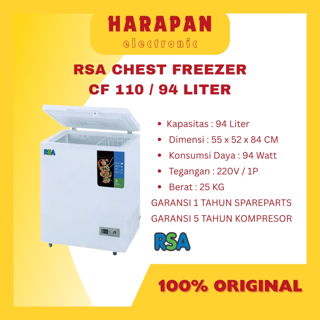 CHEST FREEZER RSA CF 110 - 94 LITER / KULKAS BOX MAKANAN BEKU FROZEN FOOD 100 LITER BY GEA