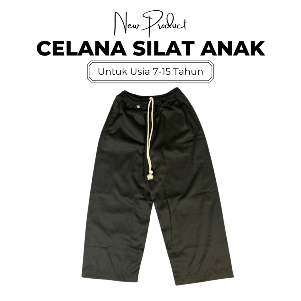 Celana Pakaian Silat Hitam Untuk Anak Laki-Laki Perempuan Usia 7-15 Tahun Bahan Drill Premium Tebal