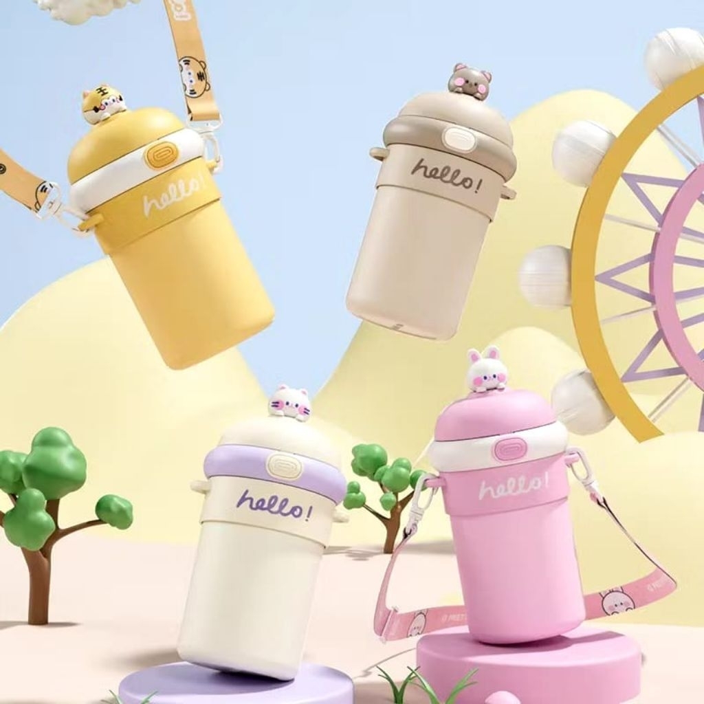 Mug Cup Kartun/ Gelas Tumbler Gelas/ Tumbler Kopi/ Cangkir Kopi/ Gelas Dengan Sedotan Ada Tali Selem