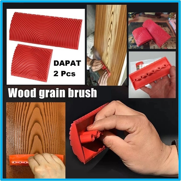 Kuas Cat Motif Kayu Cat Dinding Tembok Wood Grain Graining Tool Paint Brush Rubber isi 2