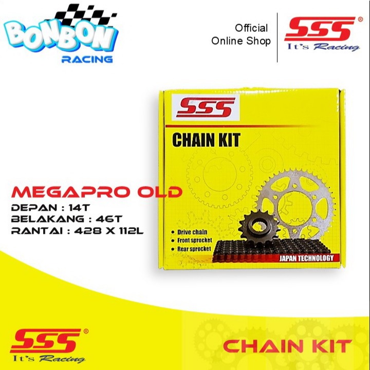 SSS Chain Kit Gear Set Megapro Old Lengkap Gear Depan Belakang Rantai Original SSS RACING