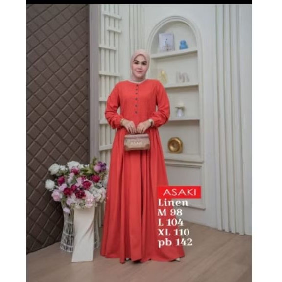 Gamis asaki linen import original - M