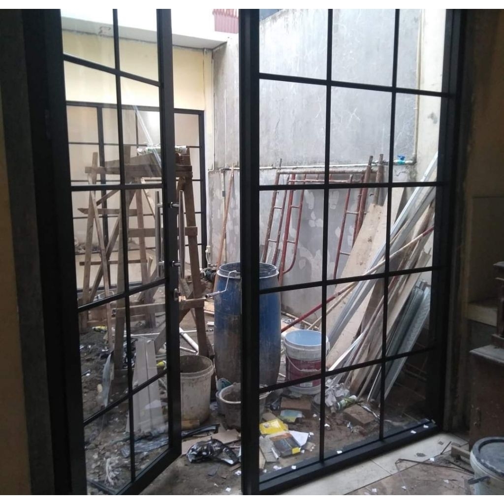 pintu sekat kaca ruangan, kantor, pintu kaca kios aluminium upvc