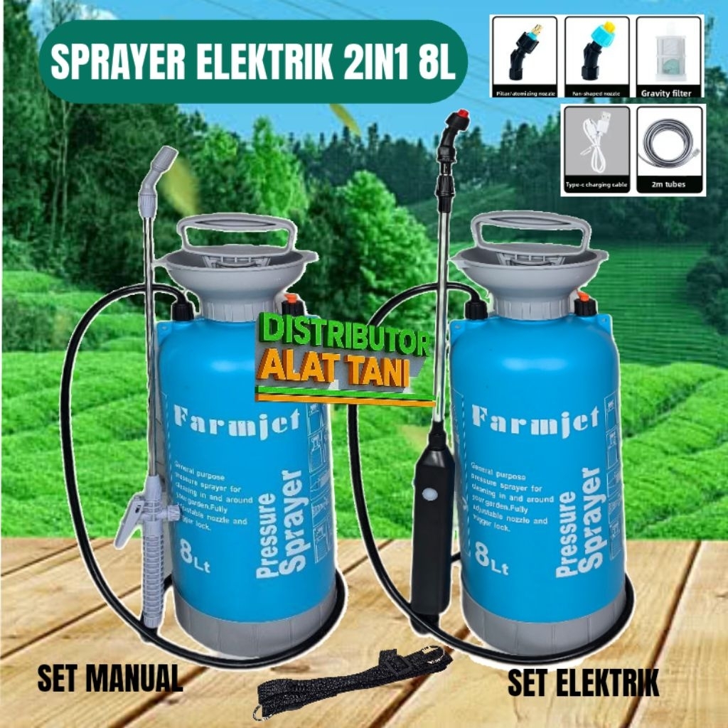 PROMO Sprayer Eleltrik 2in1 8L Manual Dan Elektrik Pompa Sprayer Manual Sprayer Gun Siram Tanaman