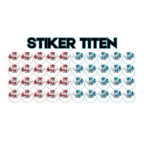 Stiker Bulat Titen Ukuran 2.5 dan 3.0 Warna Merah dan Biru