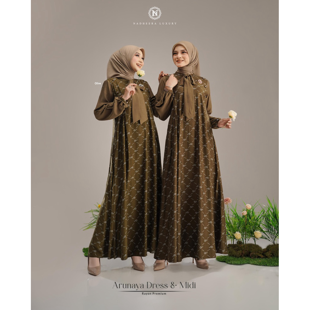 [NEW] • COD | ARUNAYA DRESS & MIDI DRESS • NADHEERA LUXURY / Gamis Maxi dan Gamis Midi Rayon Premium