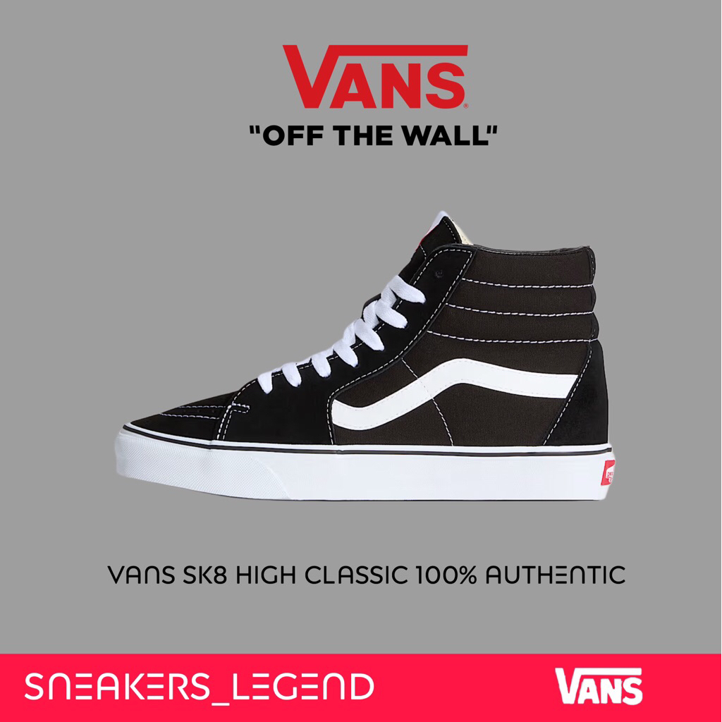 Vans Sk8 High Black White Classic Original Free Sticker Paperbag Bubblewrap Bnib Kode Dt Cod