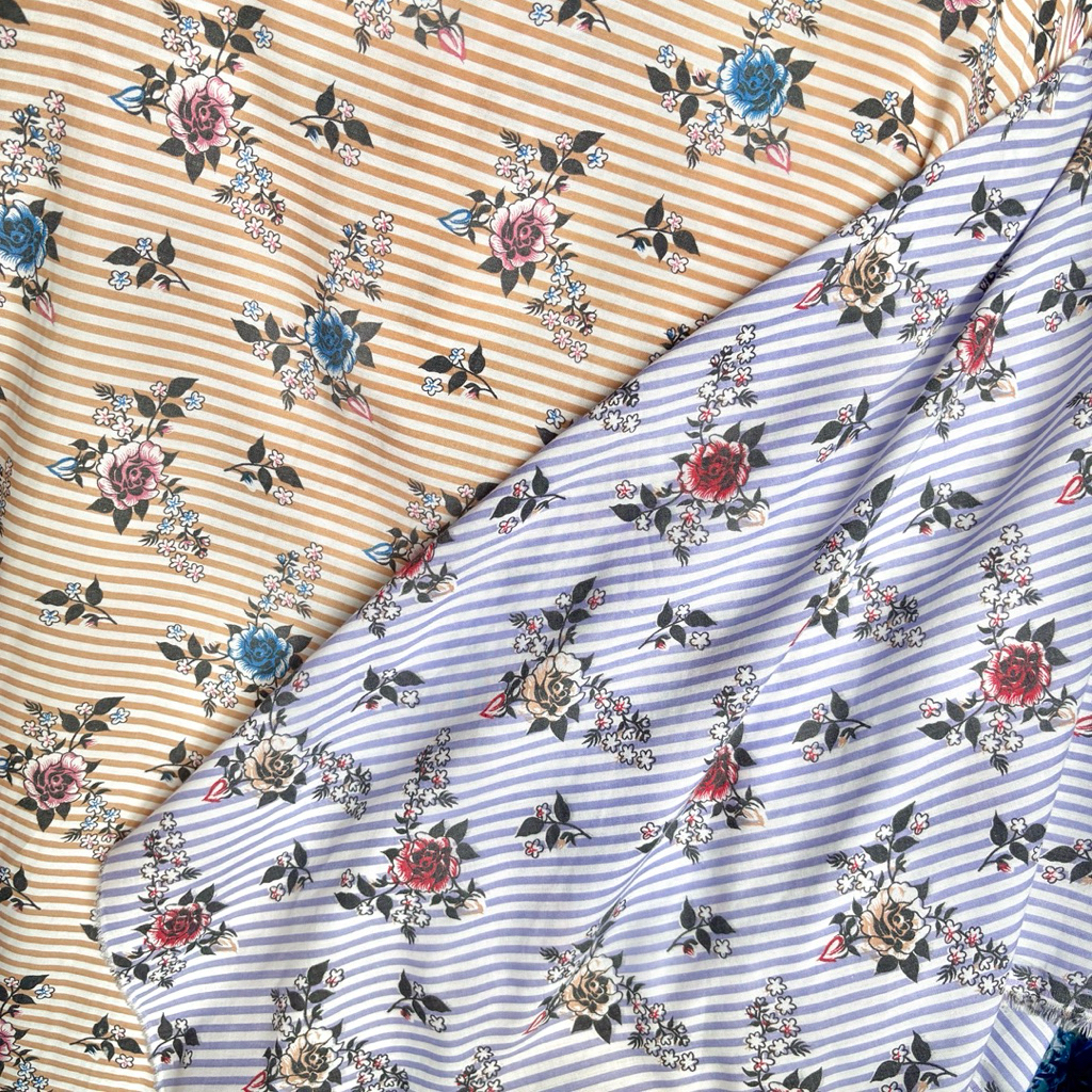 Kain Katun Motif Bunga Garis Premium – Lembut, Adem & Tidak Menerawang (Per ½ Meter) apx