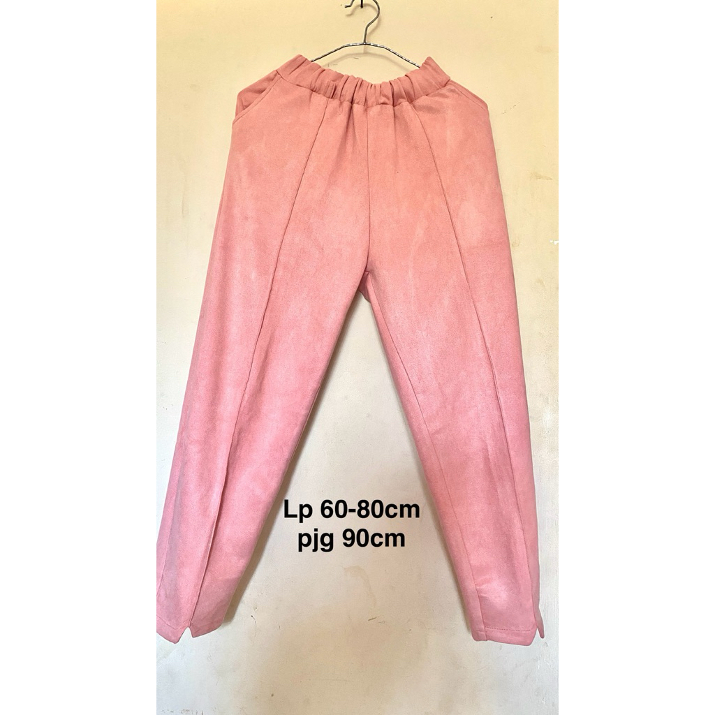 Preloved Celana Kulot Pink Baby Tebal Cardigan Cardi Wanita Korean Style Cewek Cewe Baju Rajut Knit 