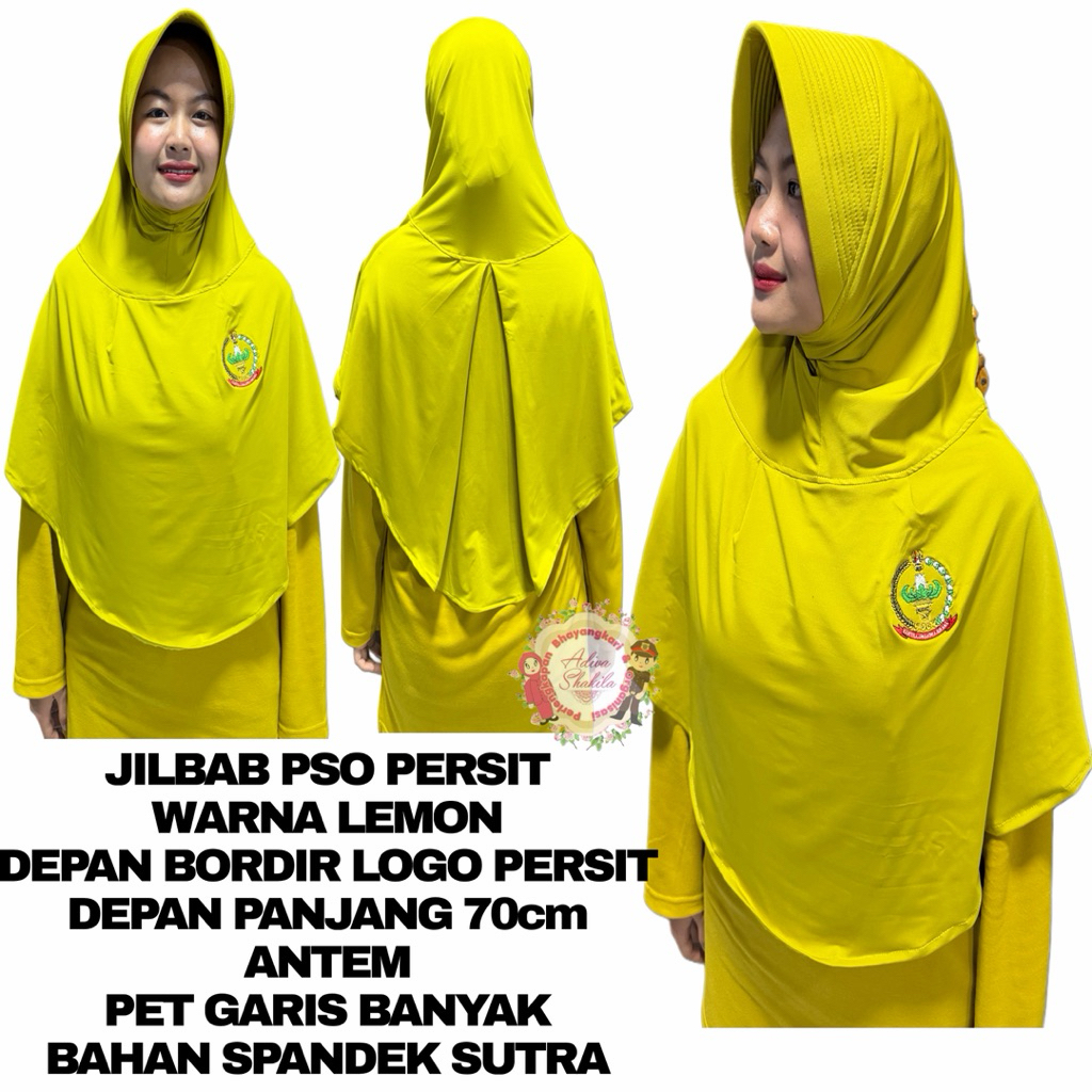 ADIVA - JILBAB PSO (PAKAIAN SERAGAM OLAHRAGA) PERSIT WARNA HIJAU / LEMON