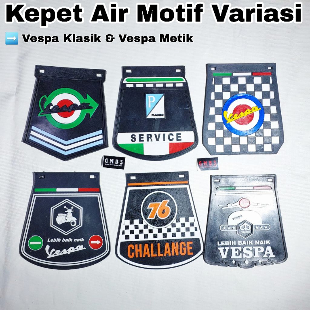 Kepet Air Tebal Mudflap Motif Variasi Vespa Klasik Metik