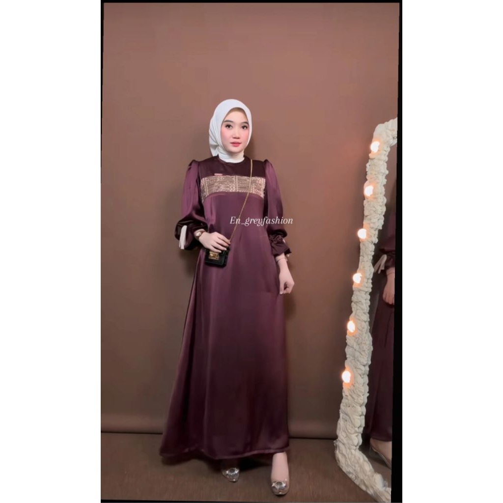 ARUMY DRESS || DRESS POLOS KOMBINASI BROKAT NEW TERBARU