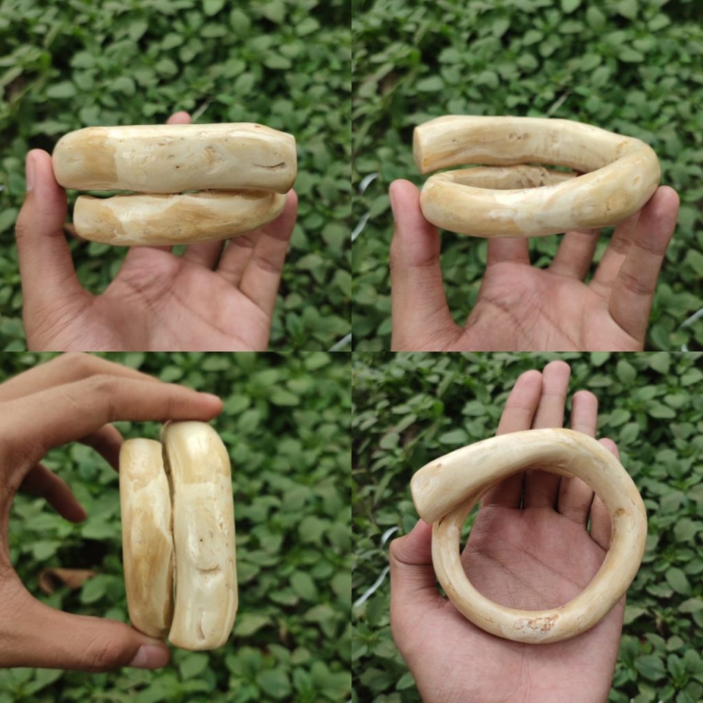 Gelang Akar Bahar Putih Polos Size Jumbo Original / Akar Bahar Asli