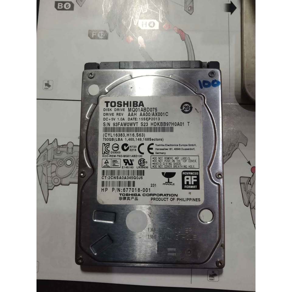 HDD 2.5 in 750GB Toshiba