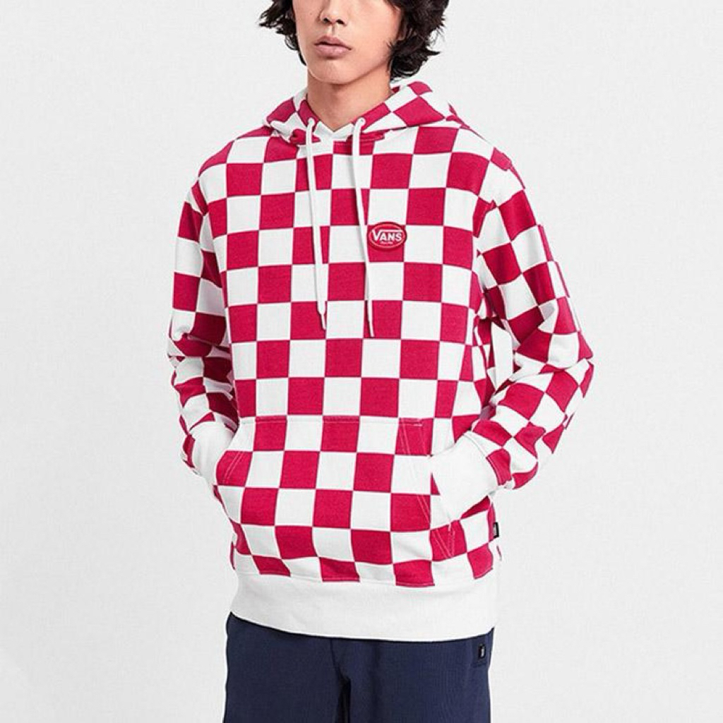 HOODIE VANS EXCLUSIVE CHECKERBOARD WHITE-RED