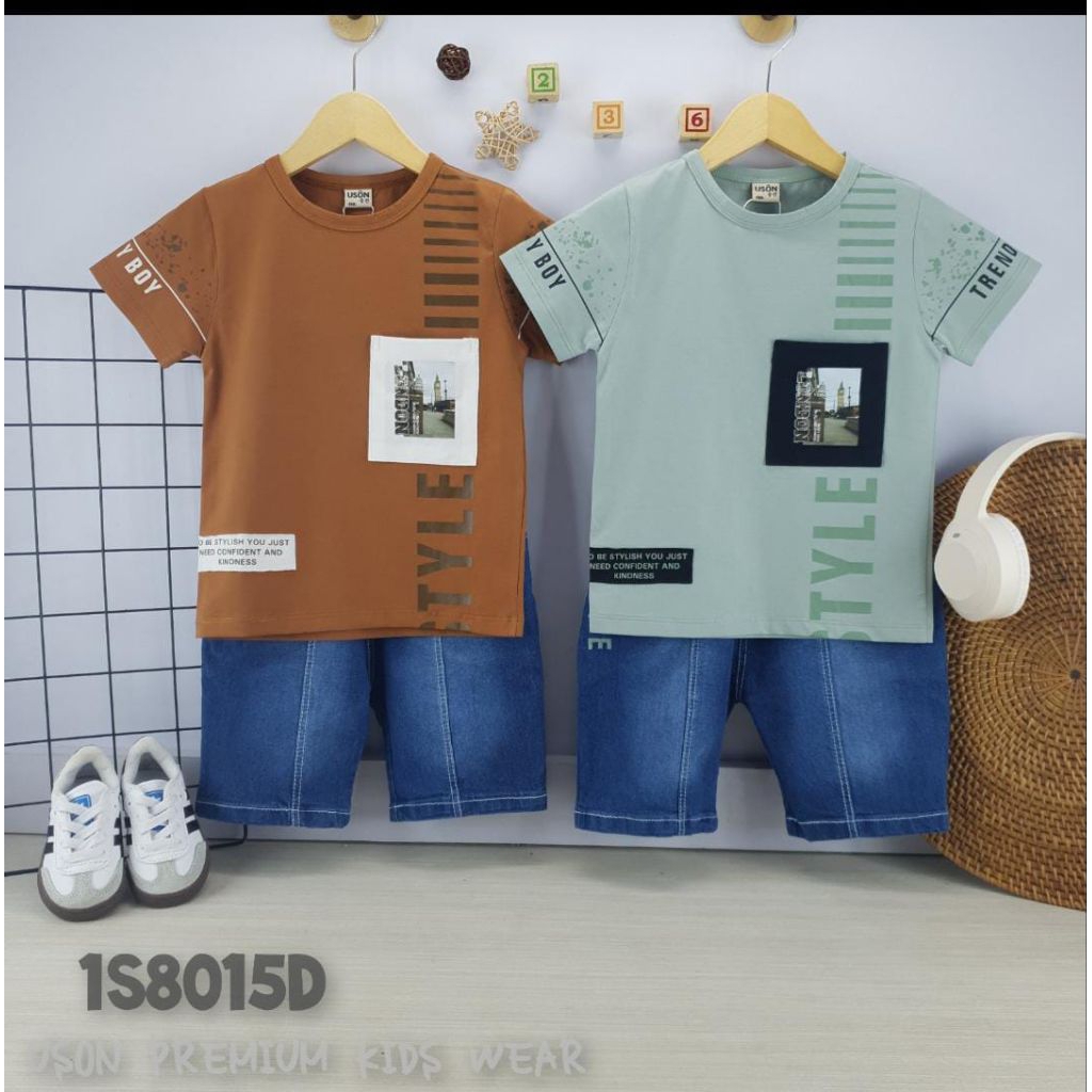 Setelan anak uson 8015 size 140-170 celana jeans estimasi 4-6th