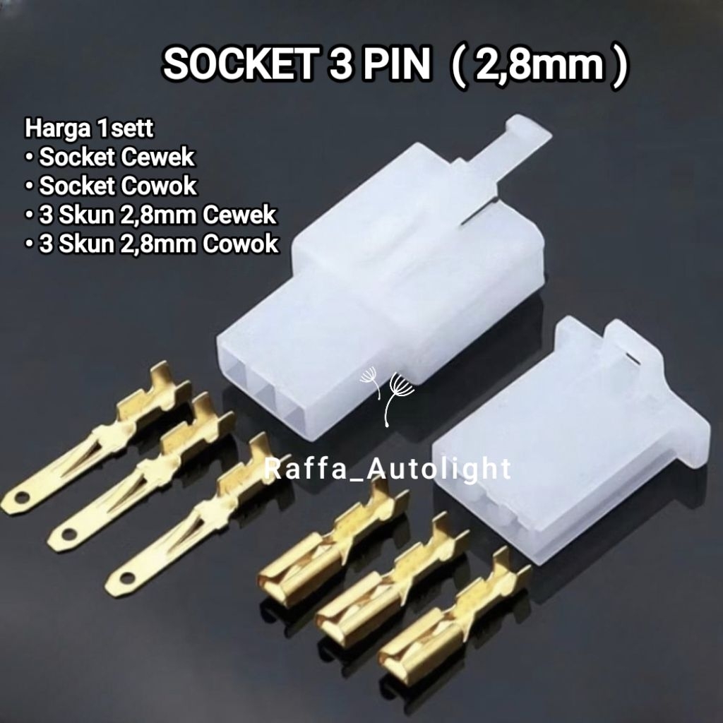 Socket 3Pin Male Female + Skun 2.8mm 1sett