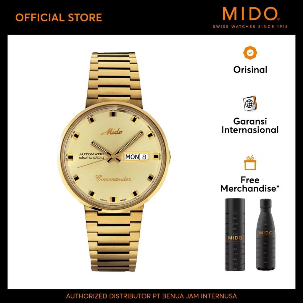 MIDO M842932223 Commander Automatic Gold Dial Stainless Steel