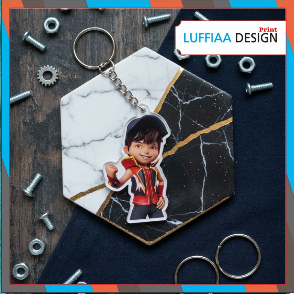 Gantungan kunci akrilik ukir karakter Boboiboy | Keychain Boboiboy | merchandise Boboiboy | Boboiboy