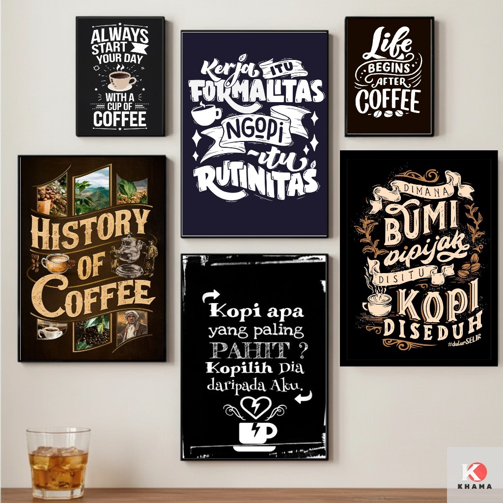 Hiasan Dinding Tema kopi pajangan cafe Coffee Shop dekorasi Kafe kekinian poster mdf kopi - Koffee