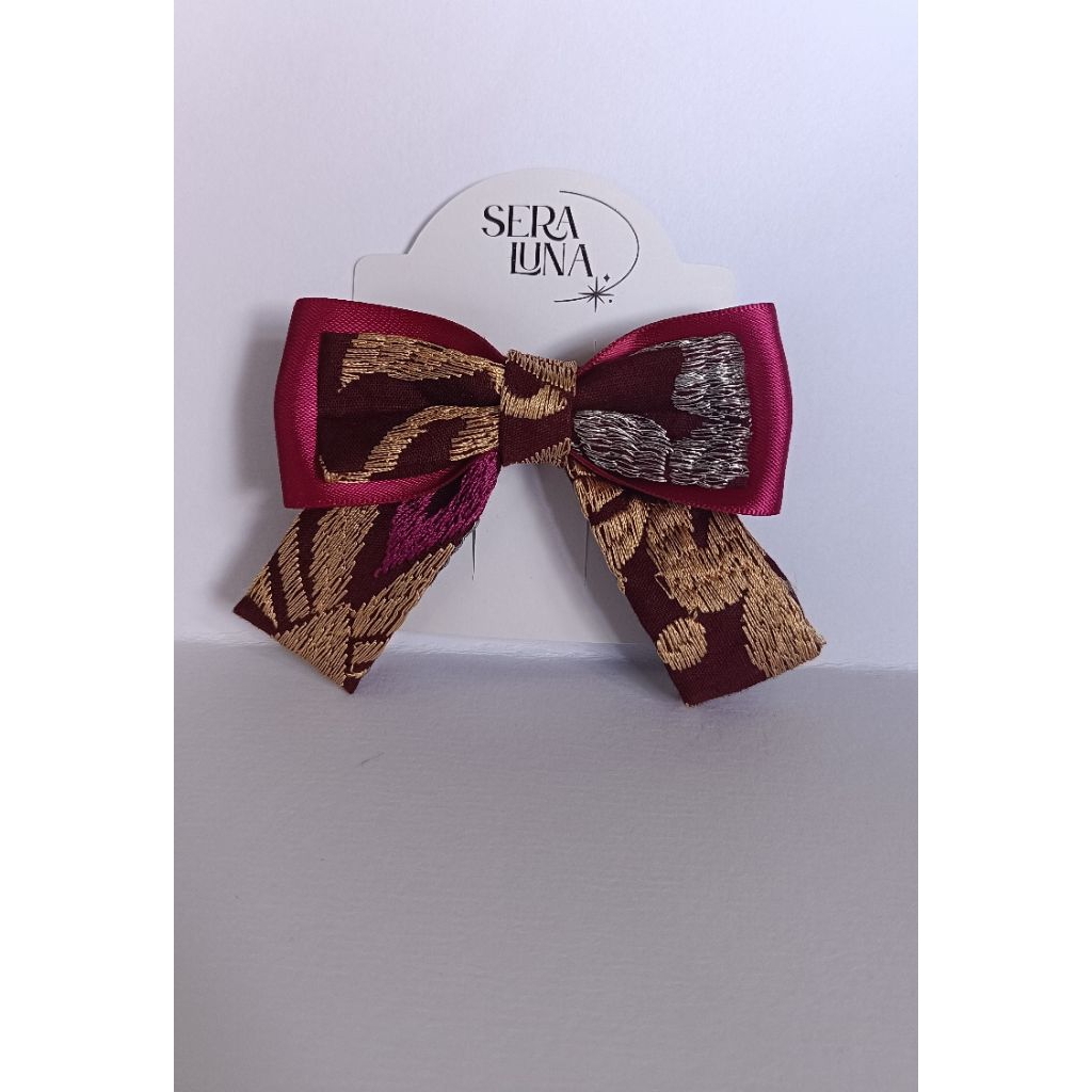SeraLuna Tail -  Jepit Accessories Rambut Etnik dari Kain Songket Bordir premium bentuk pita untuk a