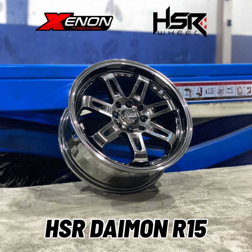 Velg Mobil Black Chrome R15 HSR DAIMON R15 BLACK CHROME Untuk Brio Agya Calya Sirion Yaris Livina