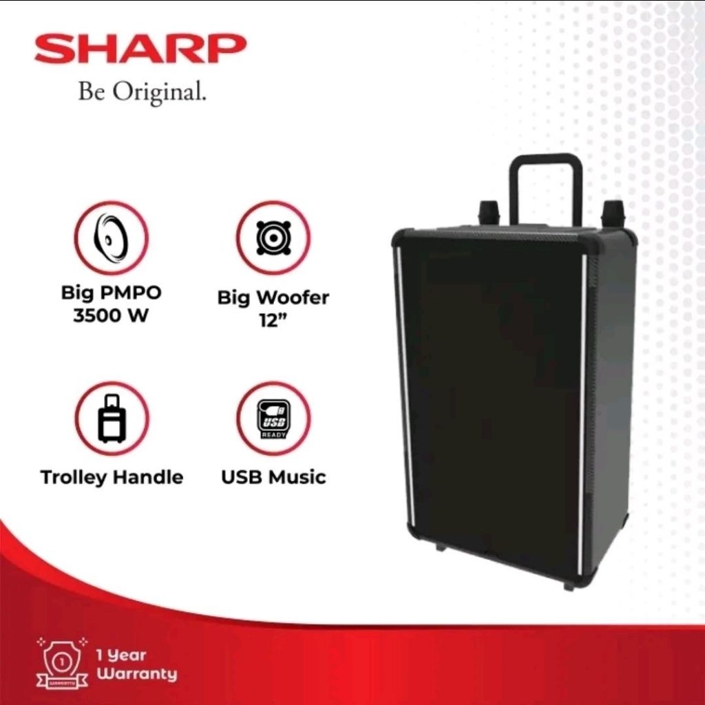 Speaker Aktif Sharp CBOX-TRB12CBL | CBOXTRB12UBL meeting ampli trolley