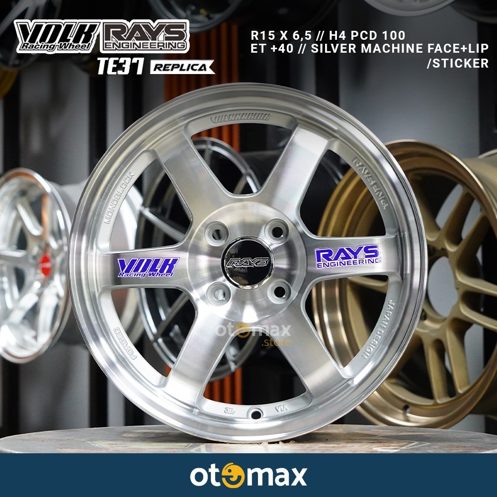 Velg Mobil Volk Rays TE37 Ring 15 Silver Machine Face/Lip
