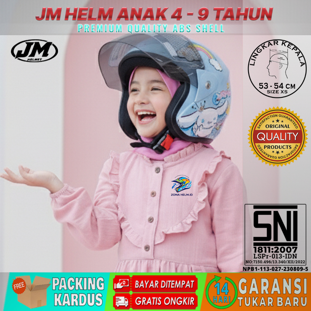 Helm Anak Perempuan Umur 4 5 6 7 8 9 Tahun SNI Motif Cinamorol