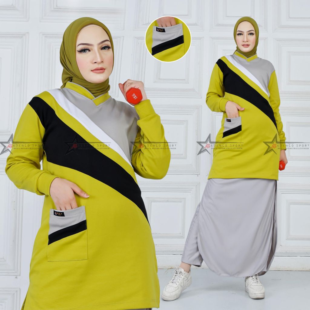 Setelan Tunik new025  Setelan Wangky/Couple Olahraga wanita dan pria/Senam muslimah Rok celana Senam