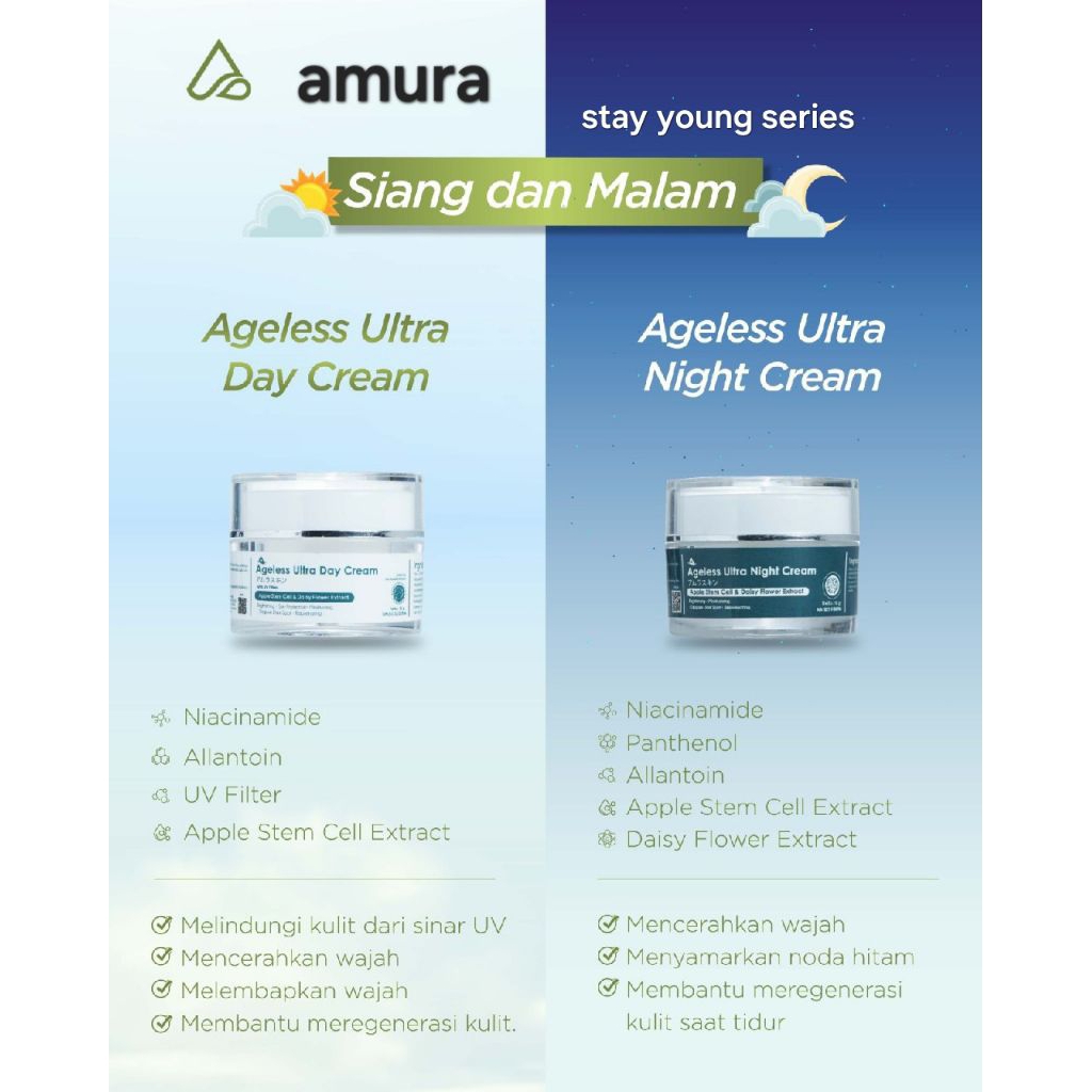 amura stay young series ageless ultra day cream night cream