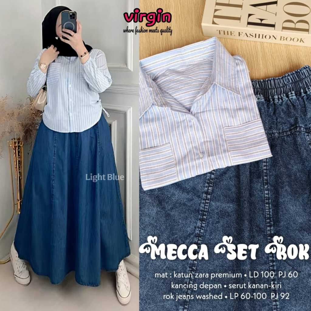 Mecca Setelan Original Virgin Top Katun Zara Premium Skirt Jeans Washed Setelan Rok Mecca Virgin