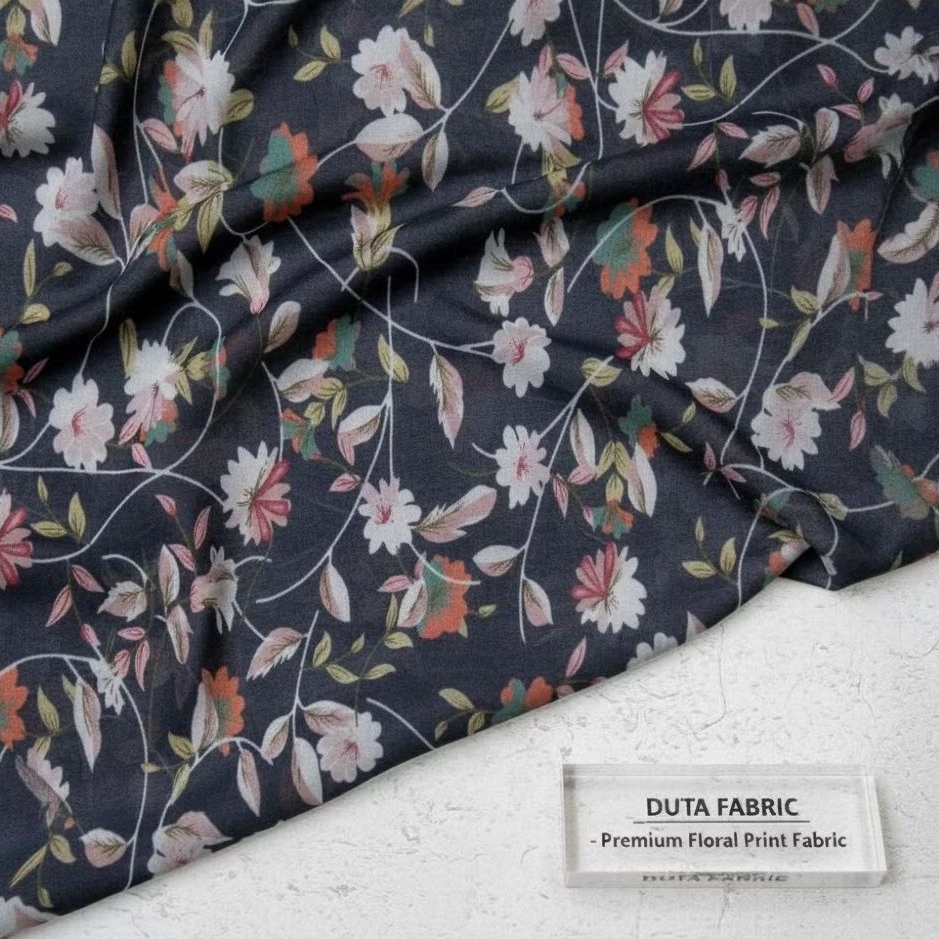 KAIN SIFON PREMIUM Motif Bunga Mawar Kecil Vintage Look Bahan Adem Lembut (Harga Per 0,5)3R