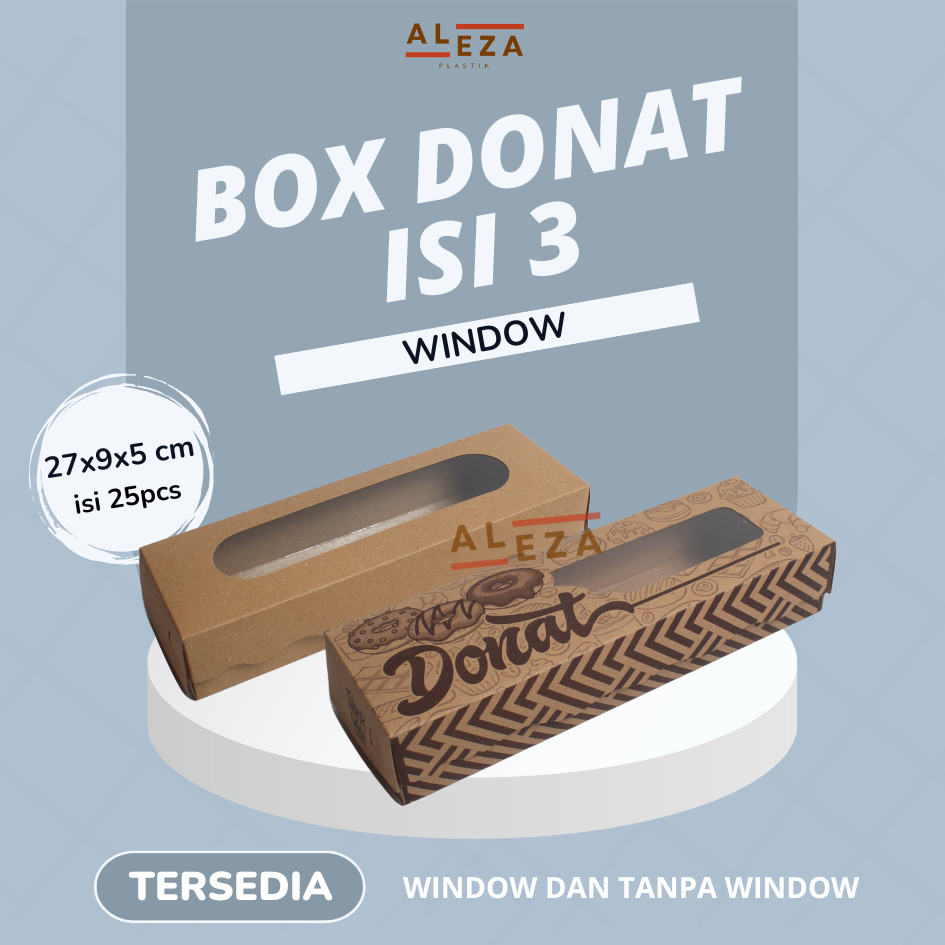 Box Donat isi 3 Window | Dus Donat isi 3 Jendela | Dus Donat | Box Donat Laminasi isi 25pcs