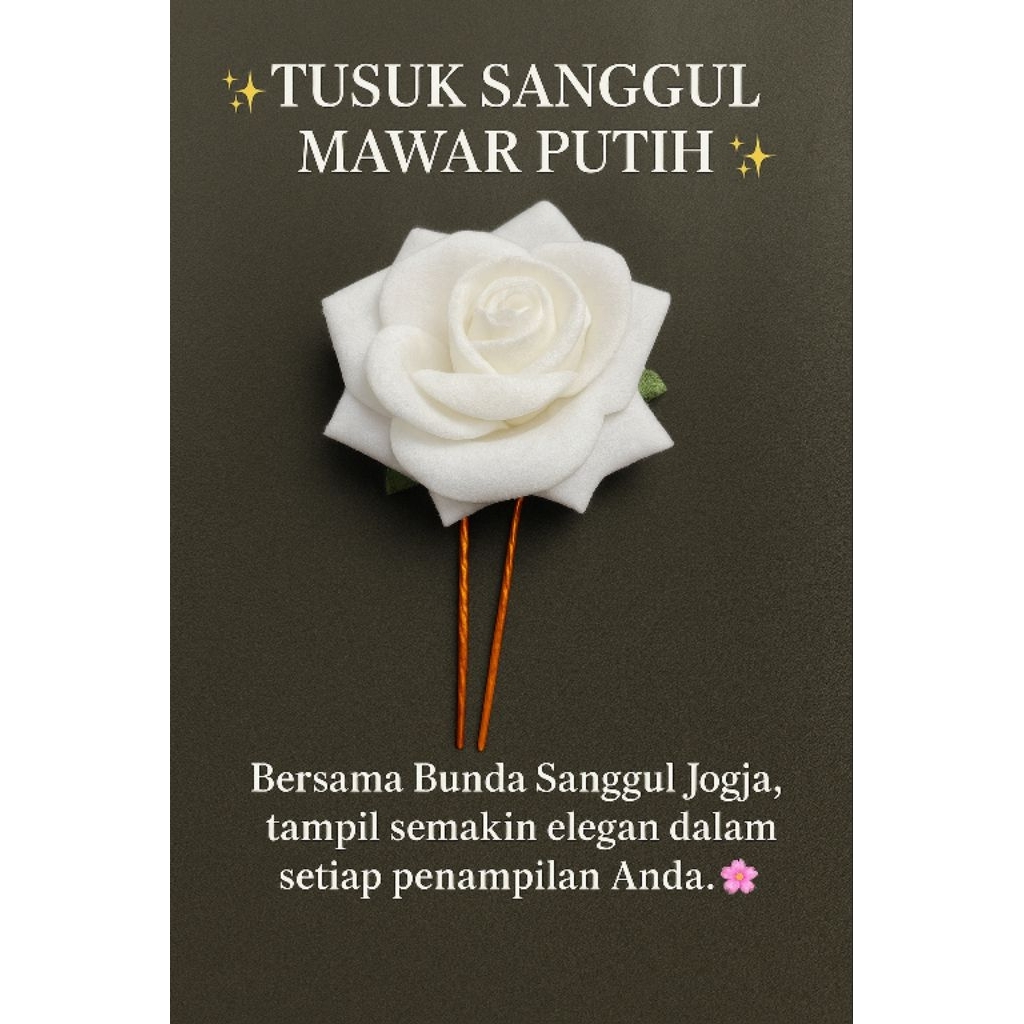 Tusuk sanggul Mawar warna  putih.(1 pcs)