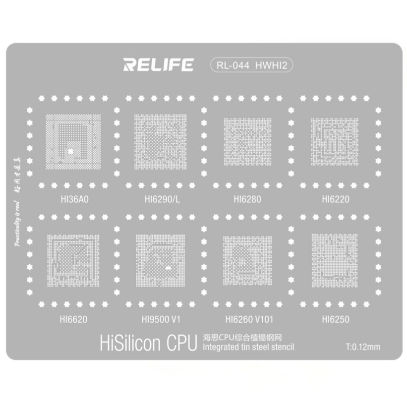 Stencil Cetakan ic Bga RELIFE RL-044 HWHI2 FOR HUAWEI HISILICON HI36A0 - HI6290 - HI6290L - HI6280 -