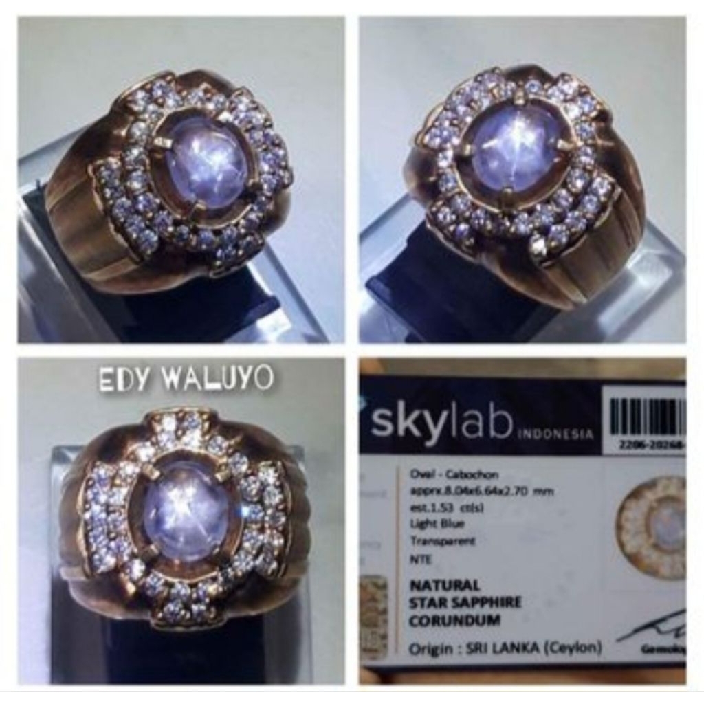 Natural Light Blue Sapphire Star Ceylon NH