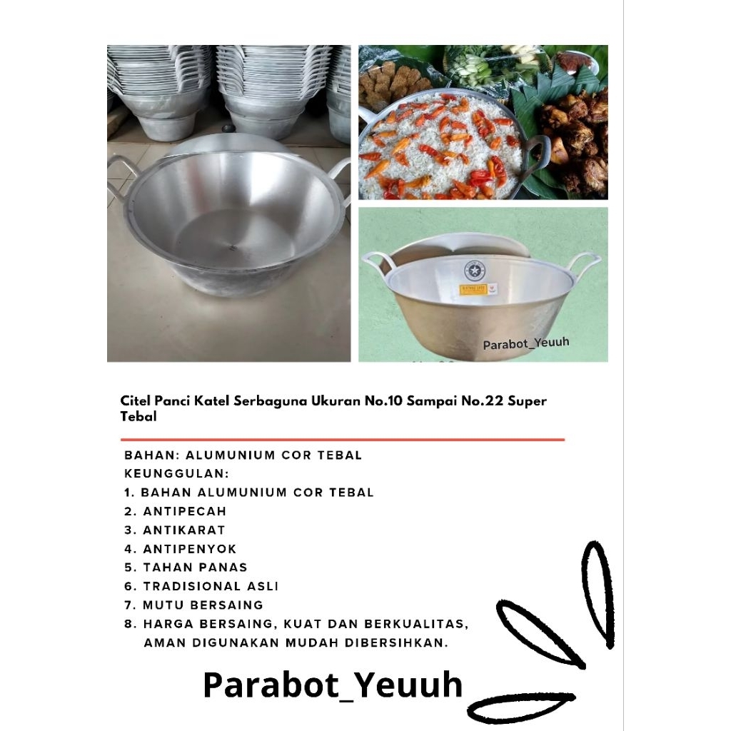 Citel Panci Katel Serbaguna Ukuran No10 Sampai No20 Super Tebal