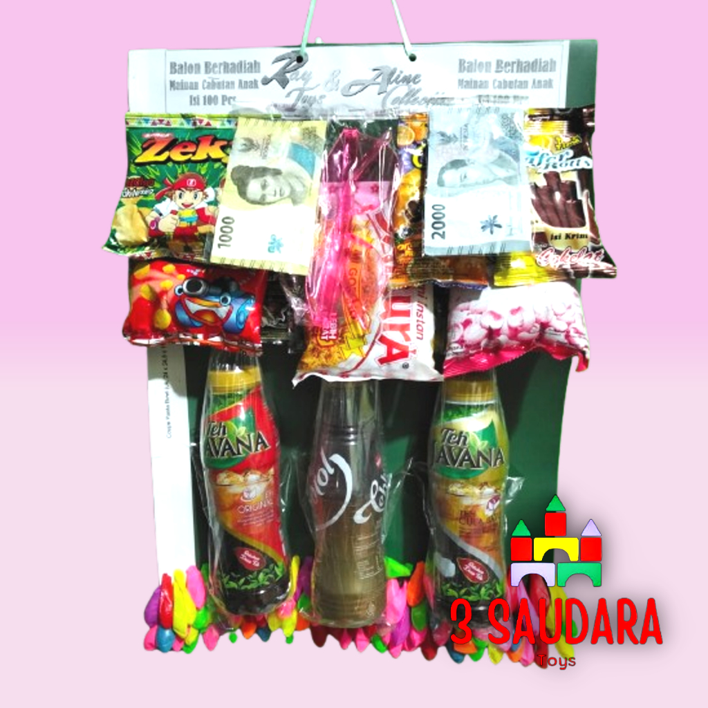 Grosir Lotre balon cabutan berhadiah isi 100 pcs BTL3