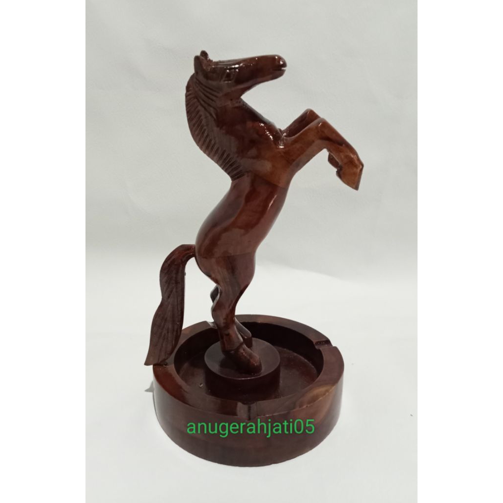 ASBAK PATUNG KUDA DARI KAYU JATI