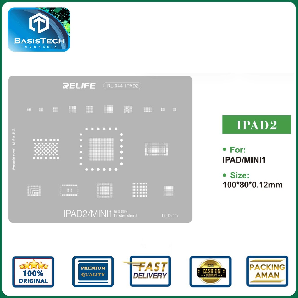 STENCIL PLAT CETAKAN IC BGA CPU REBALLING RELIFE RL-044 IPAD2 FOR IPAD 2 - MINI 1
