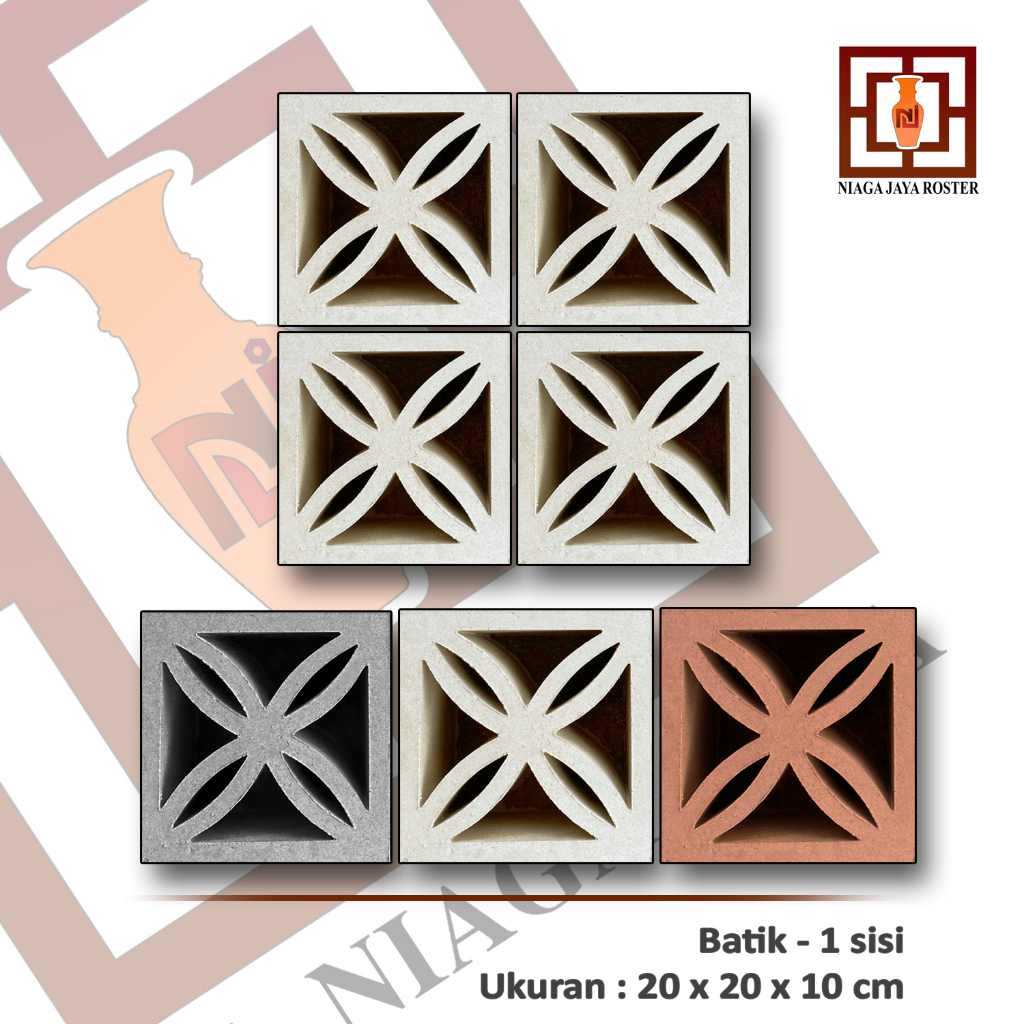 NIAGA JAYA ROSTER- MODEL BUNGA KECIL, UKURAN 20X20CM, ROSTER BETON PUTIH, roster beton minimalis, lo