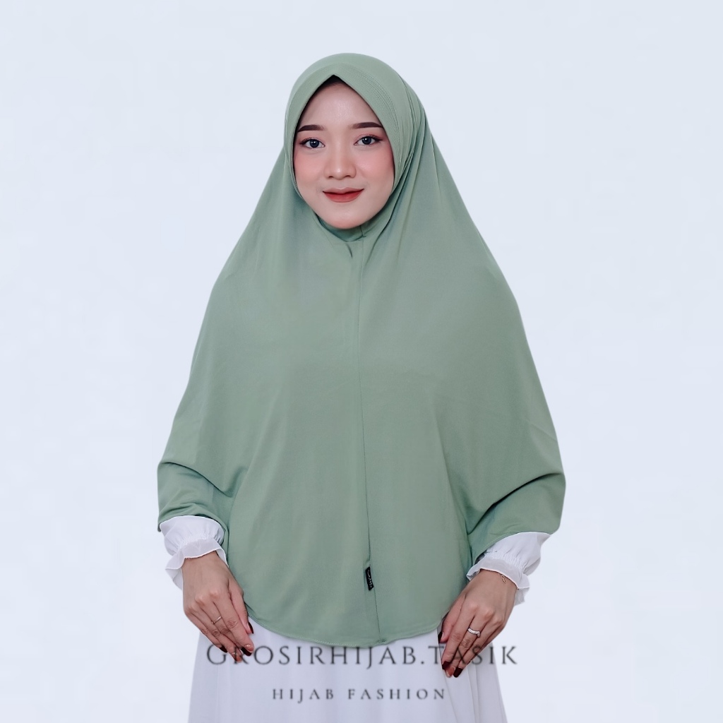 CHR HIJAB KERUDUNG POLOS JERSEY SUPER WARNA SAGE ORIGINAL