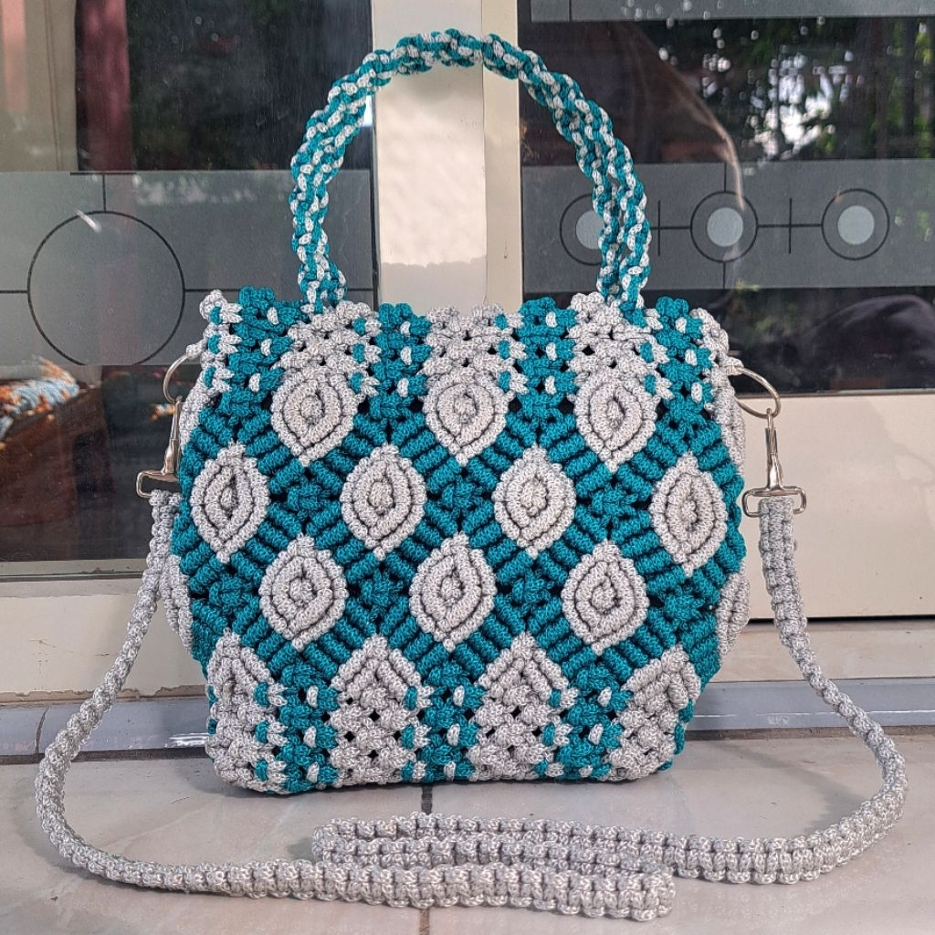 Tas Grosiranku / Tas Slempang TaliKur By Al-Kafa set Dompet Kerang / Tas Tali Kur Selempang Remaja M