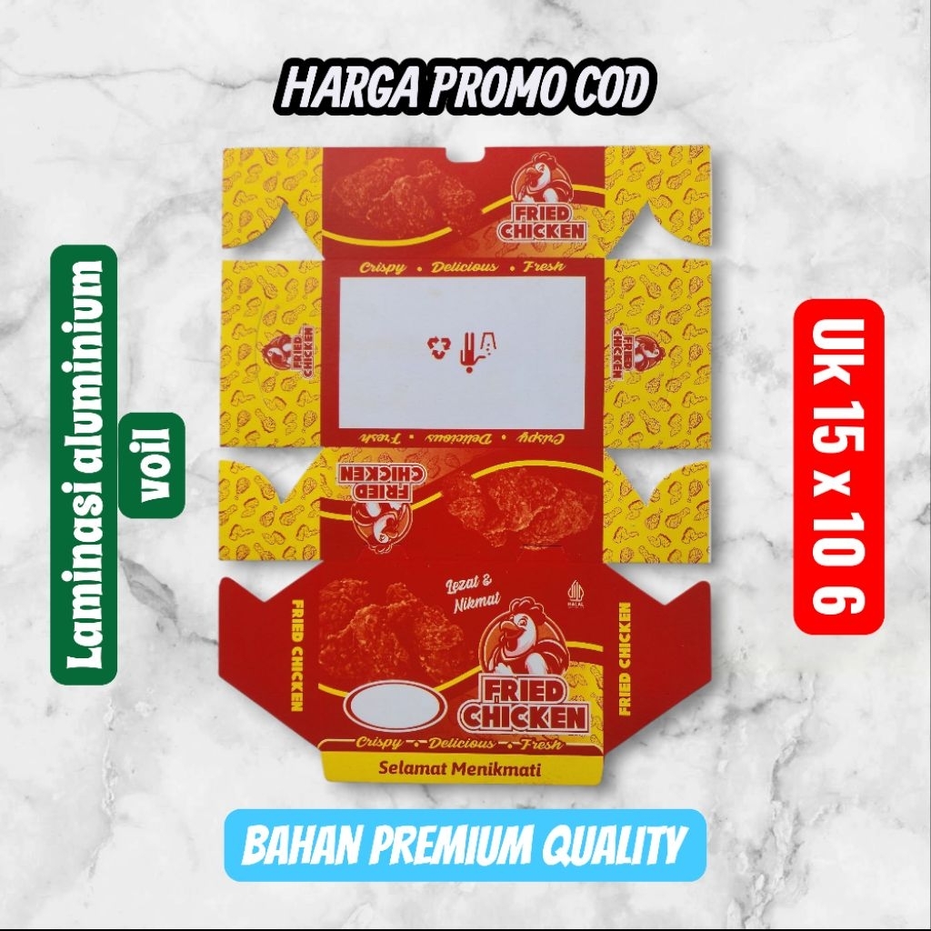 KARDUS BOX FRIED CHICKEN/KEMASAN FRIED CHICKEN/KERTAS BUNGKUS FRIED CHICKEN