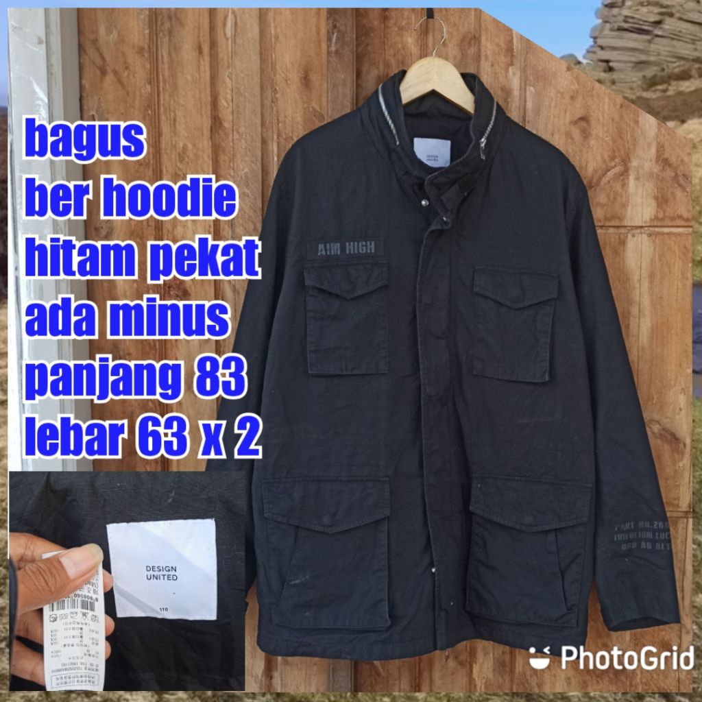 jaket parka army military m65 fashion hitam desigh United besar jumbo
